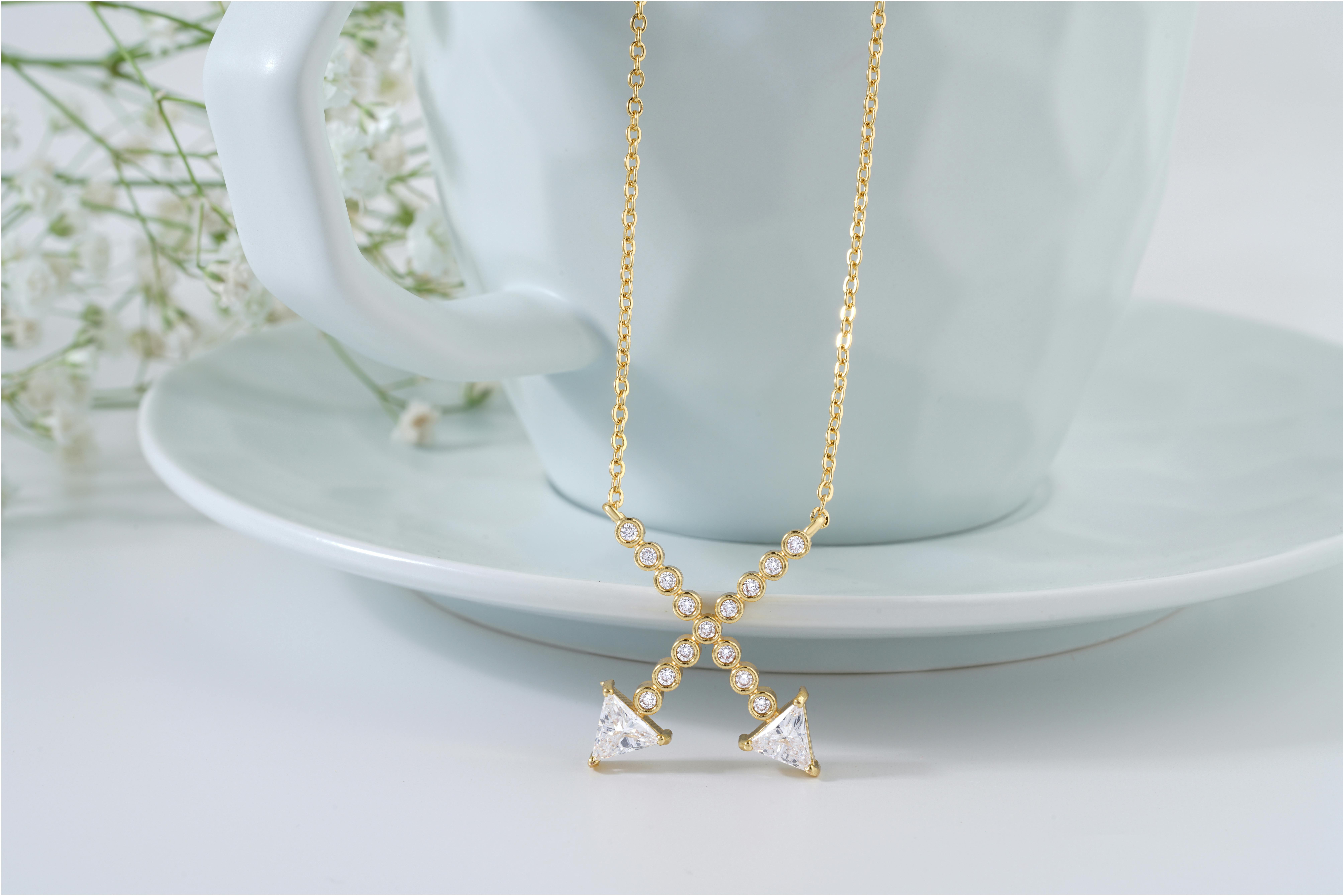 Infinity Twist Triangle Diamond Necklace